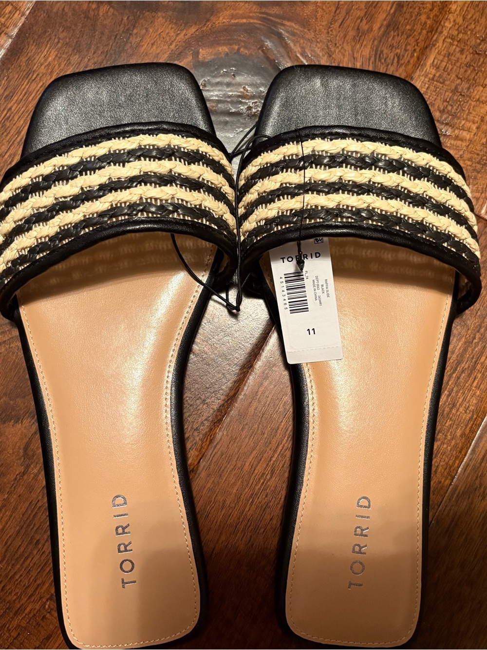 torrid Black and Natural Braided Slide Mules